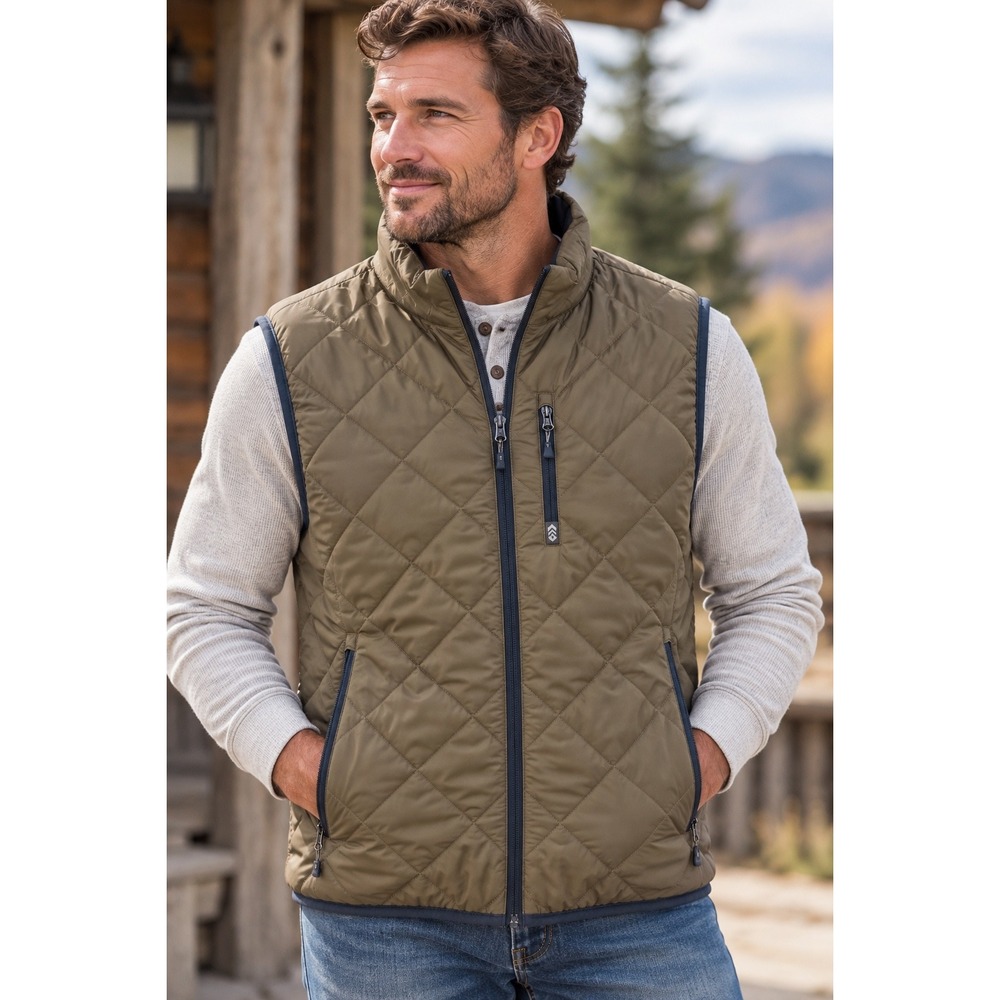 Free Country Men's XL Quilted Vest Brown Gorpcore Outdoorsy Utility Cabin Core